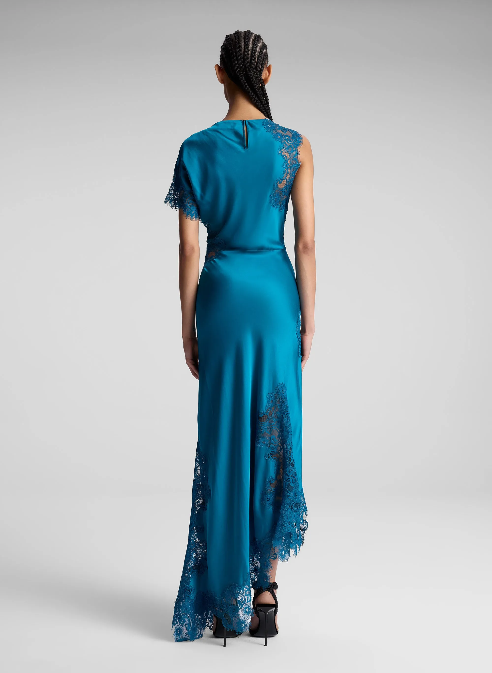 Alessia Satin and Lace Maxi Dress