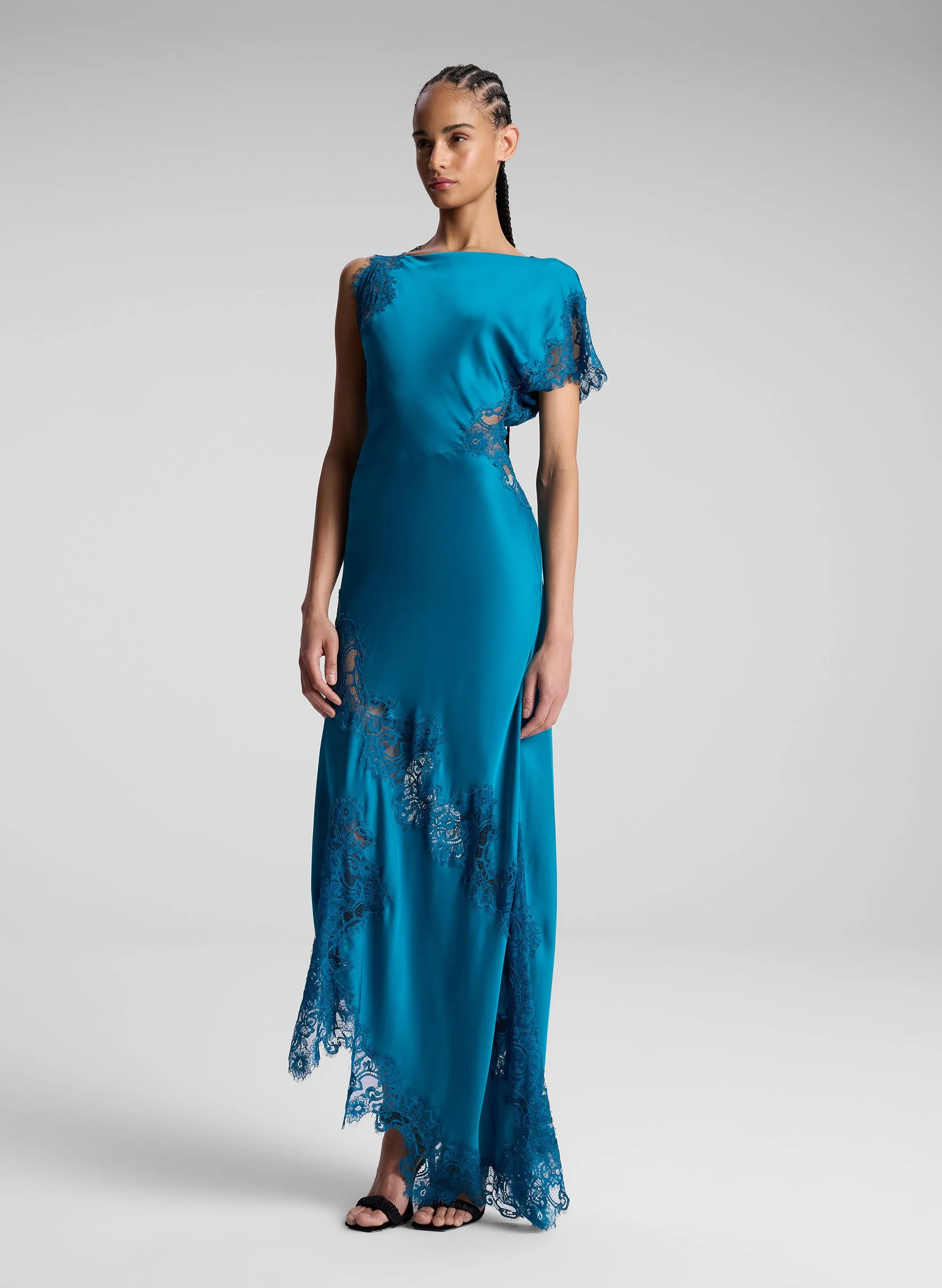 Alessia Satin and Lace Maxi Dress