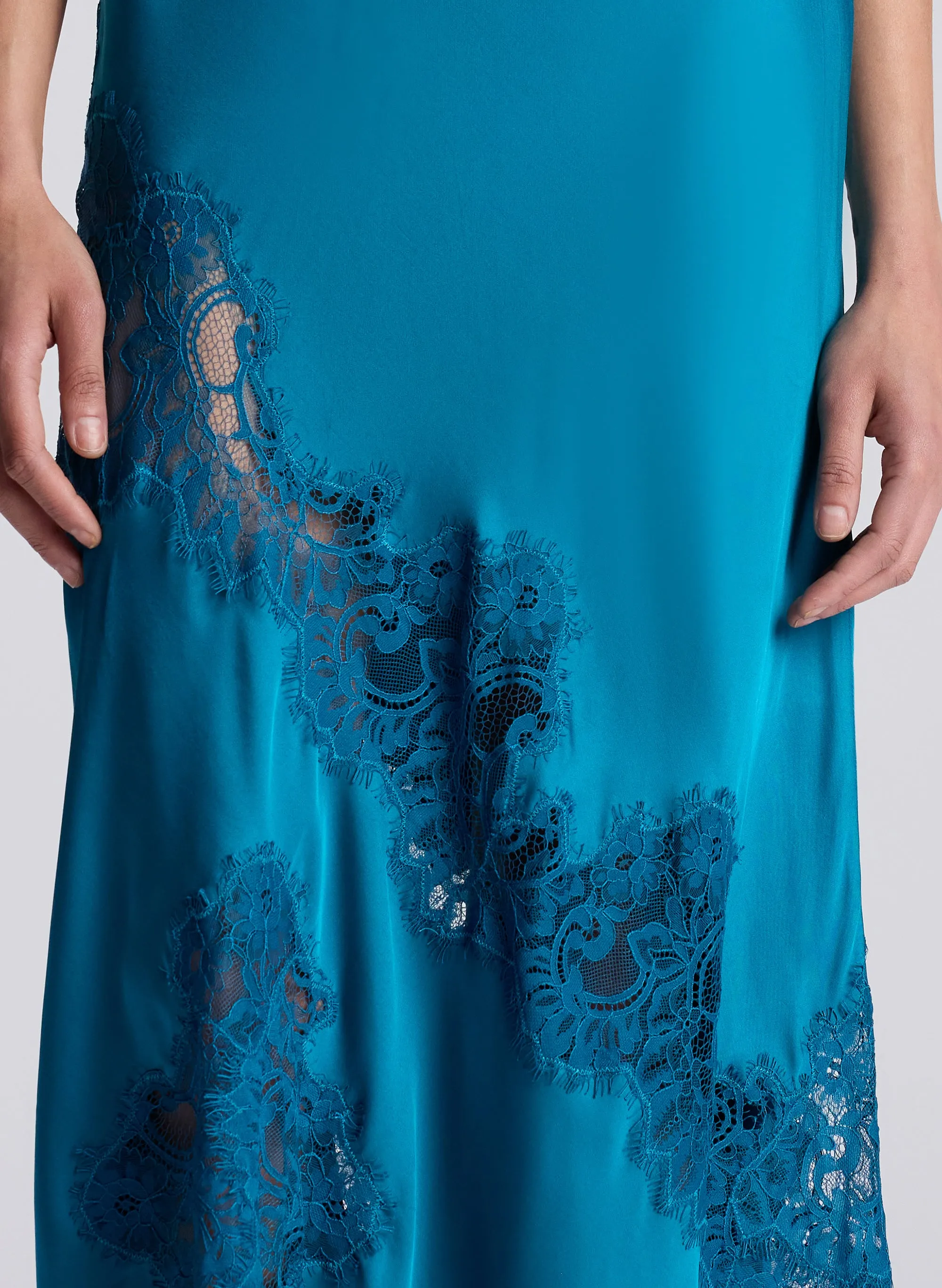 Alessia Satin and Lace Maxi Dress