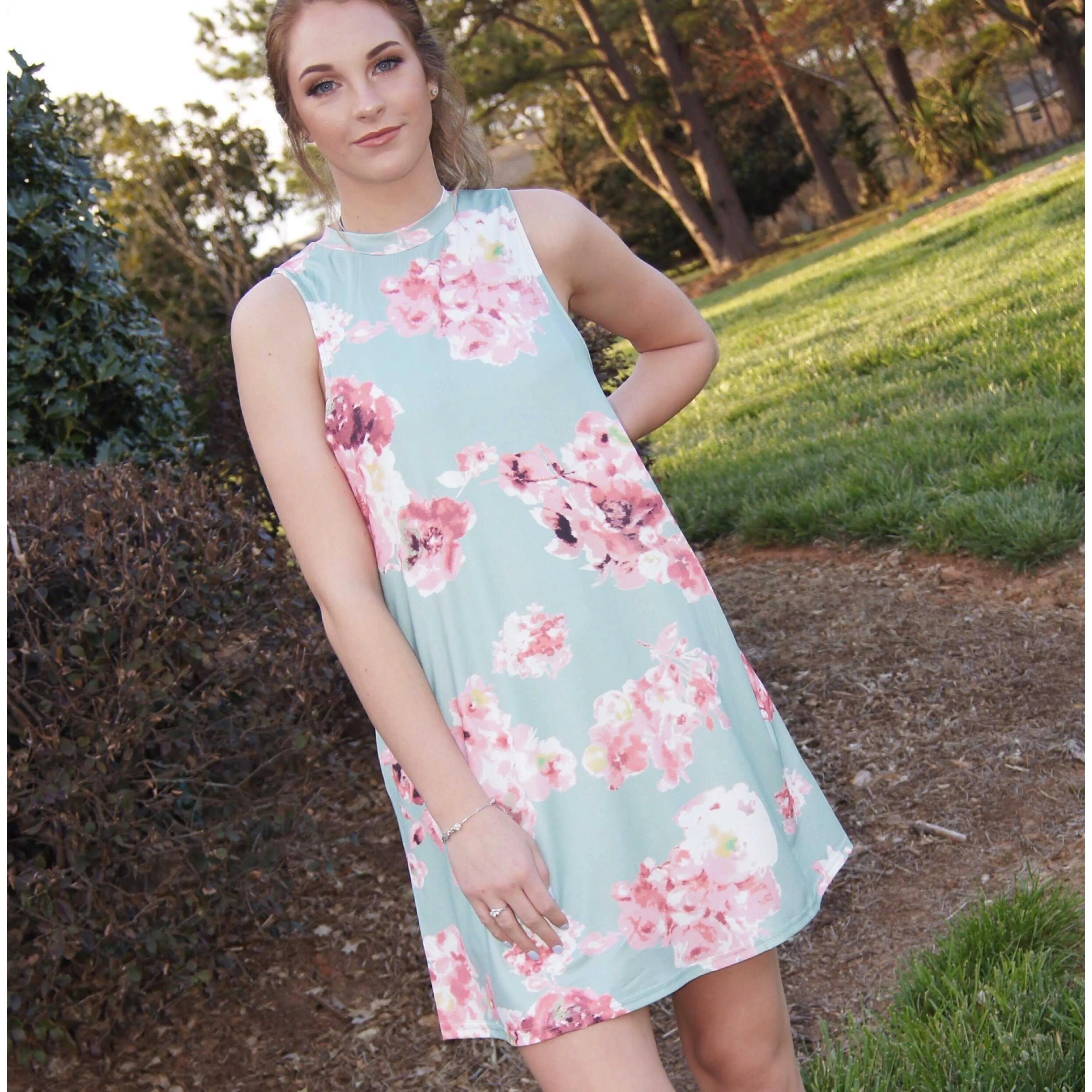 All In My Dreams Floral Dress/ Mint