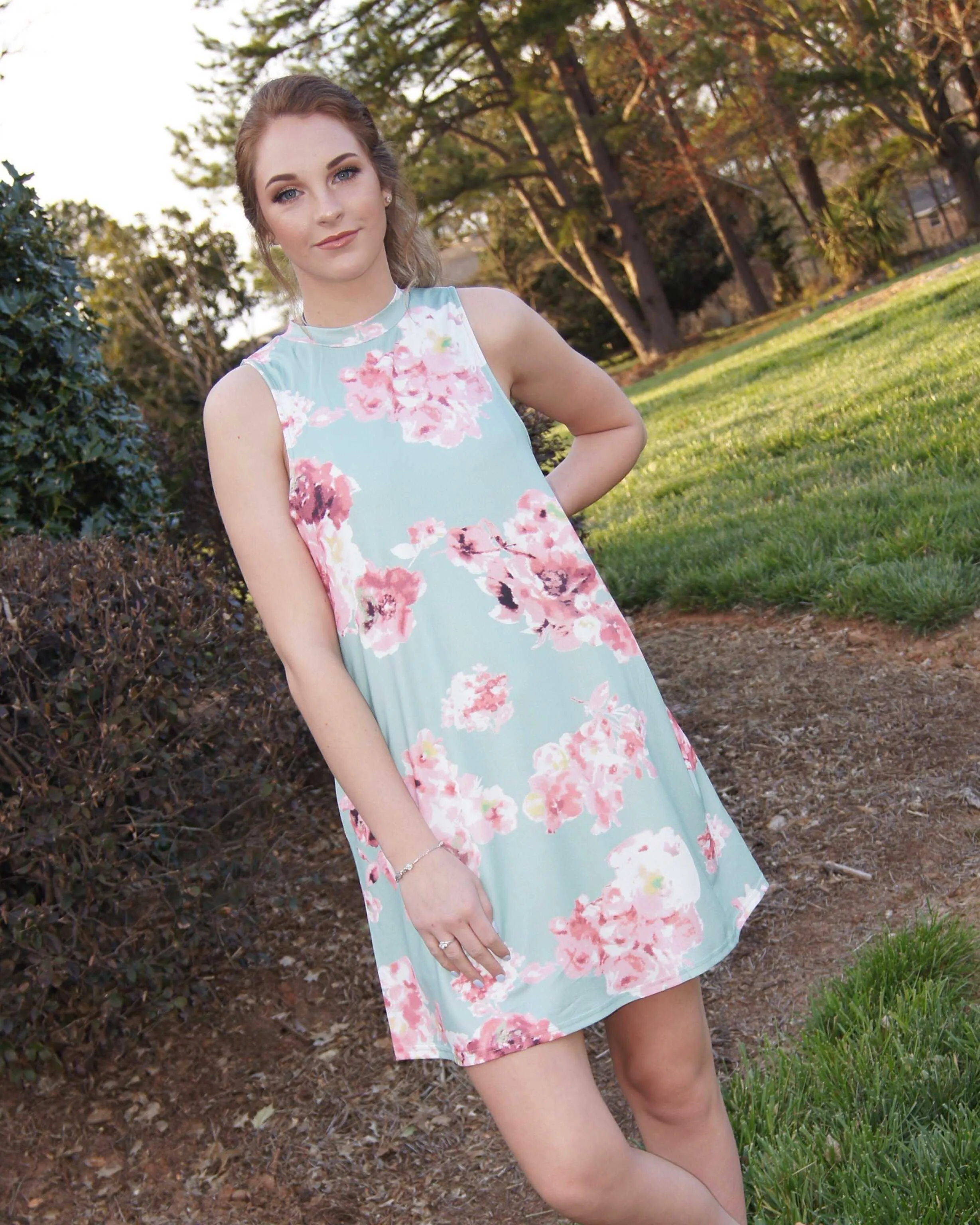 All In My Dreams Floral Dress/ Mint