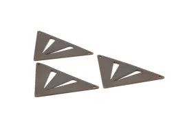 Antique Bronze Triangle, 50 Antique Bronze Triangle Brass Pendants With 2 Holes (45x35x35mm) Pen 3091v K108