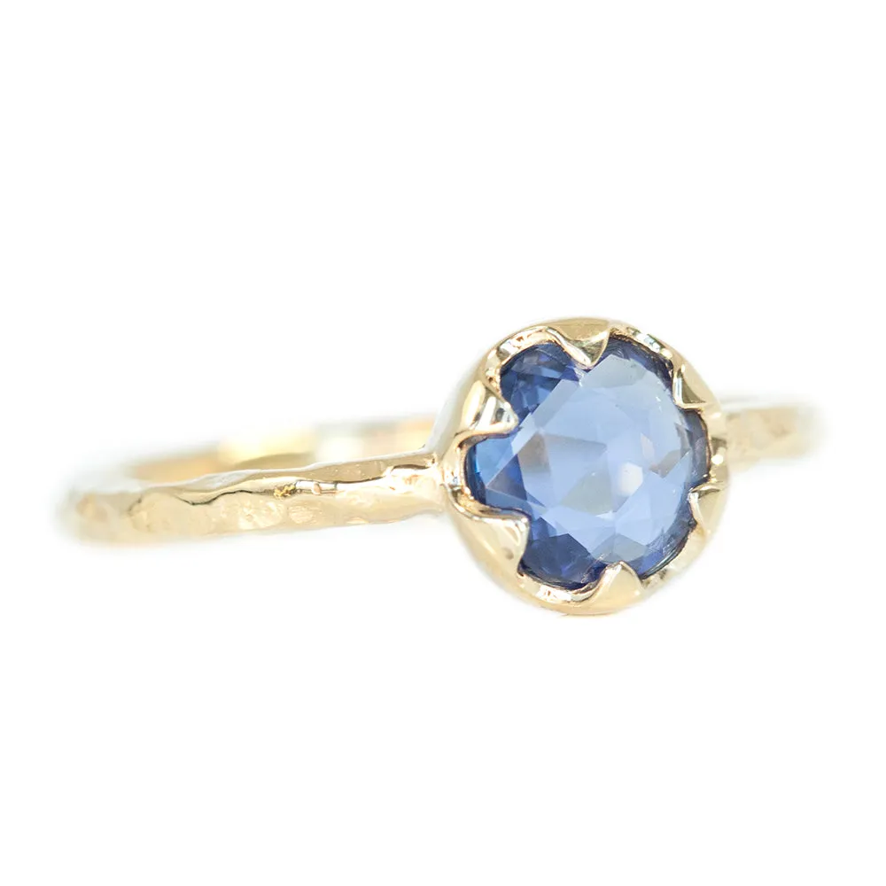 Approx. 1ct Rosecut Sapphire Low Profile Six Prong Evergeen Solitare in Polished Yellow Gold