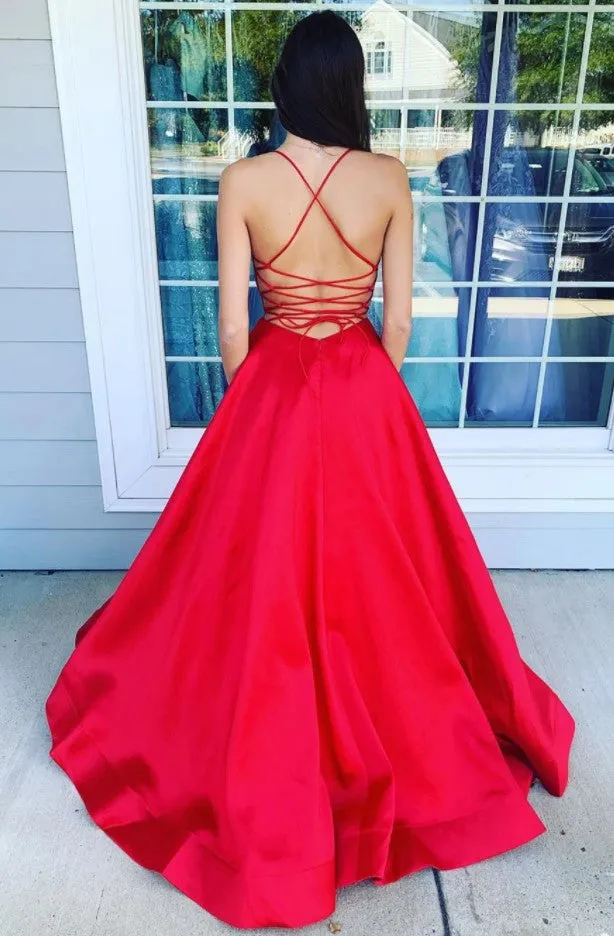 Backless Prom Dress with Pockets, Evening Dress ,Winter Formal Dress, Pageant Dance Dresses, Graduation School Party Gown, PC0240