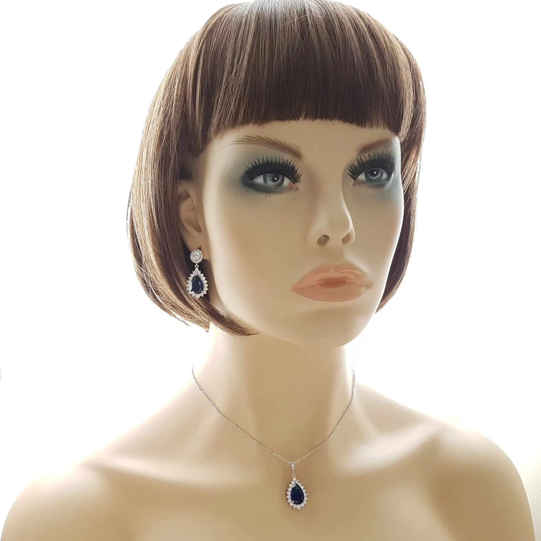 Blue Wedding Jewelry Set with Rose Gold-Aoi