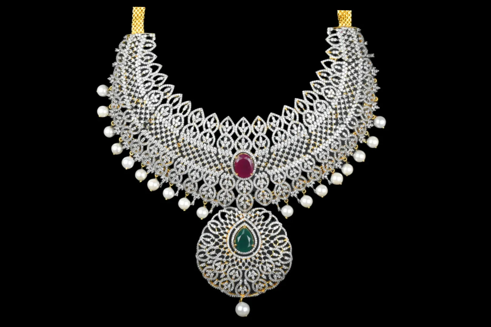 Bridal American Diamond Necklace Set By Asp Fashion Jewellery