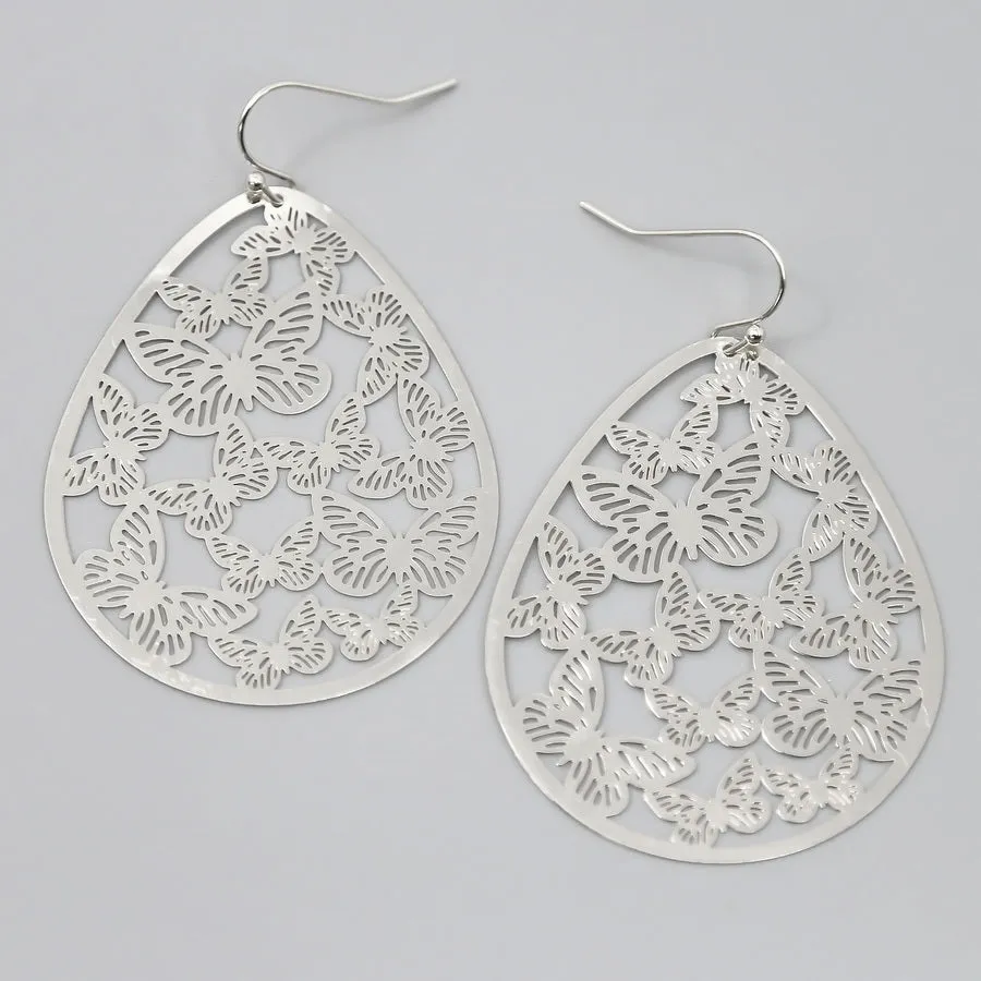 Butterfly Cutout Filigree Drop Earrings