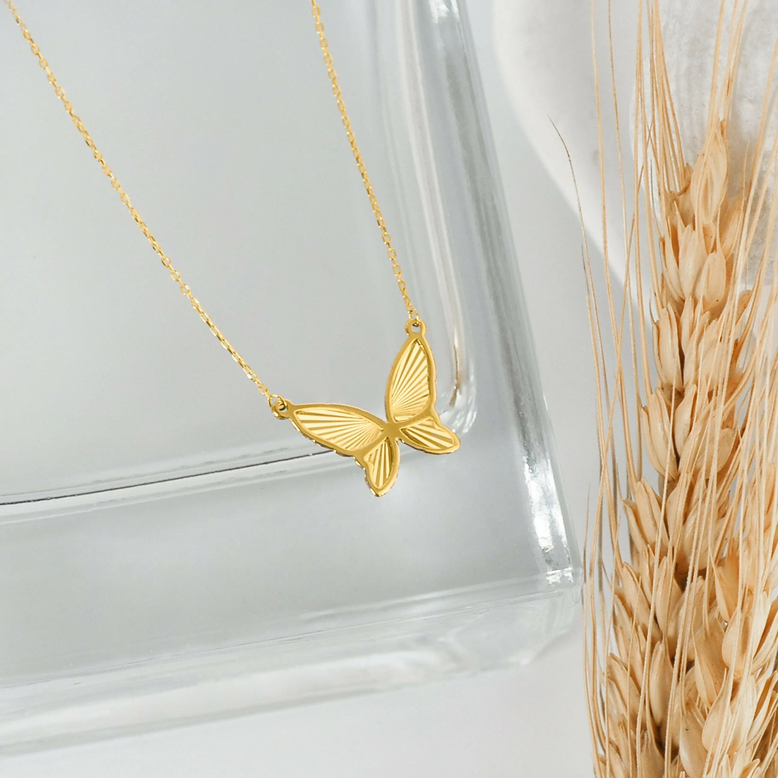 Butterfly Necklace | 14K Solid Gold