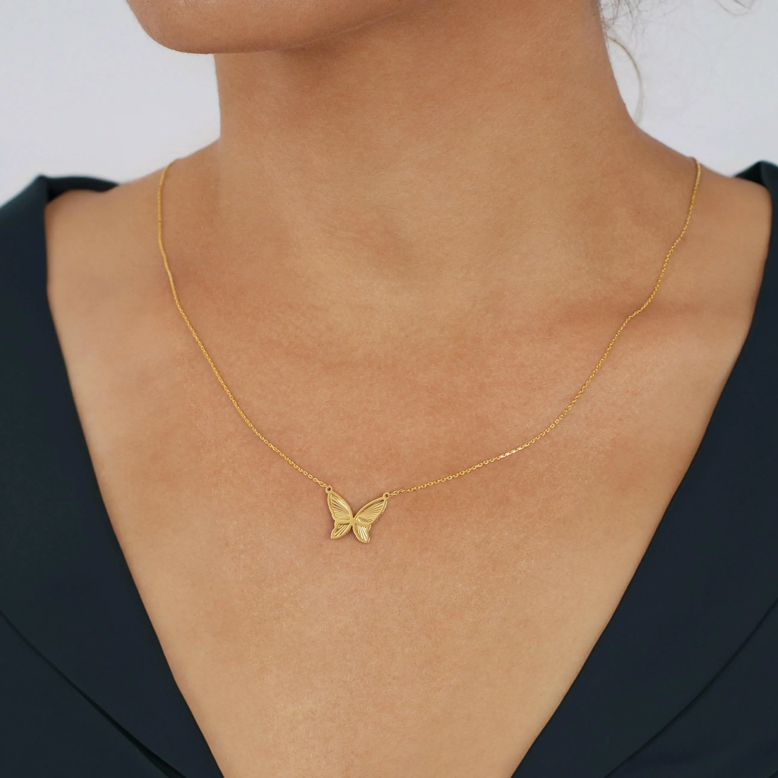 Butterfly Necklace | 14K Solid Gold