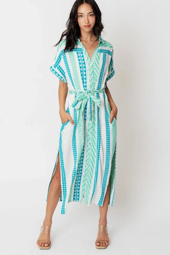 Capri Jacquard Midi Shirt Dress