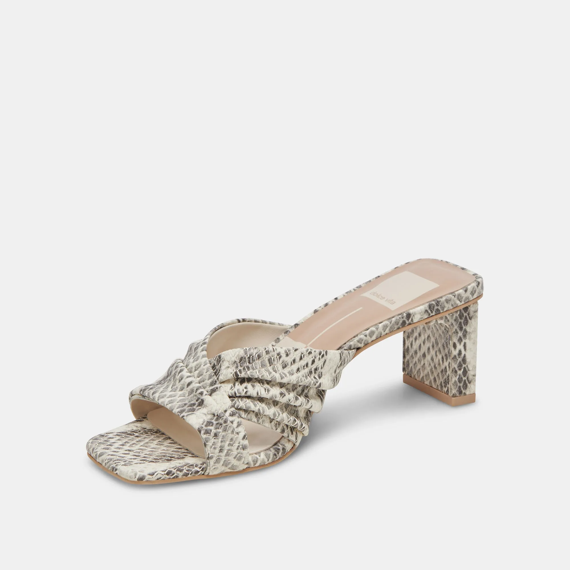 CARLAN HEELS GREY WHITE EMBOSSED SNAKE