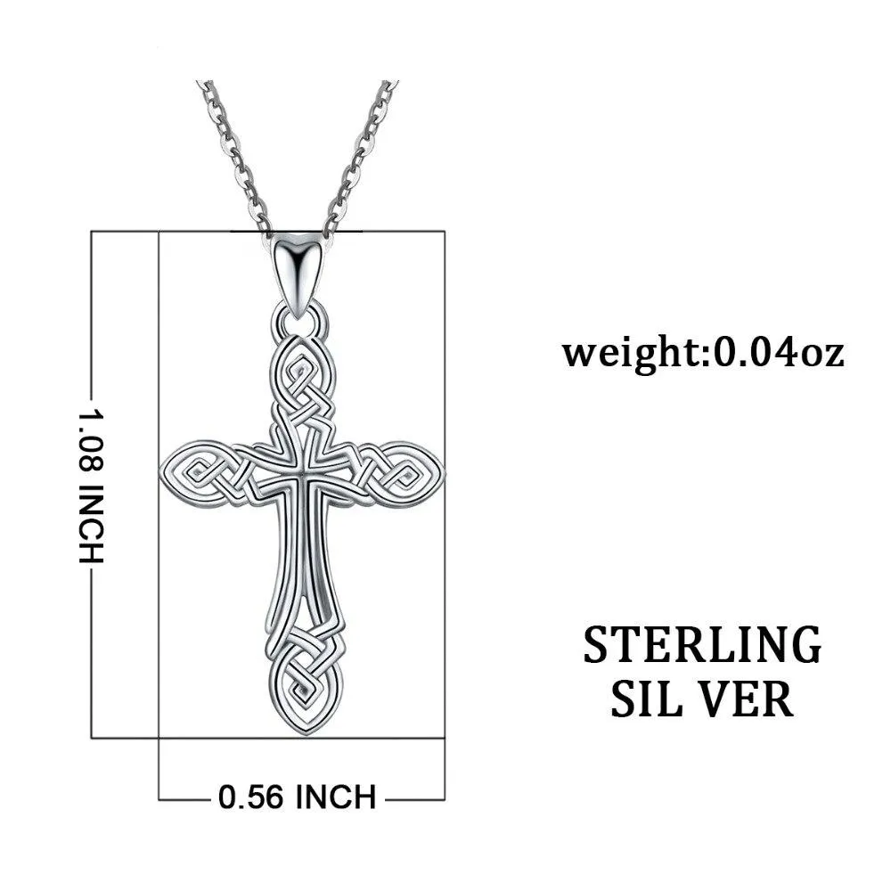 Celtics Knot Cross Fashion Pendant Necklace 925 Sterling Silver