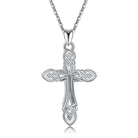 Celtics Knot Cross Fashion Pendant Necklace 925 Sterling Silver