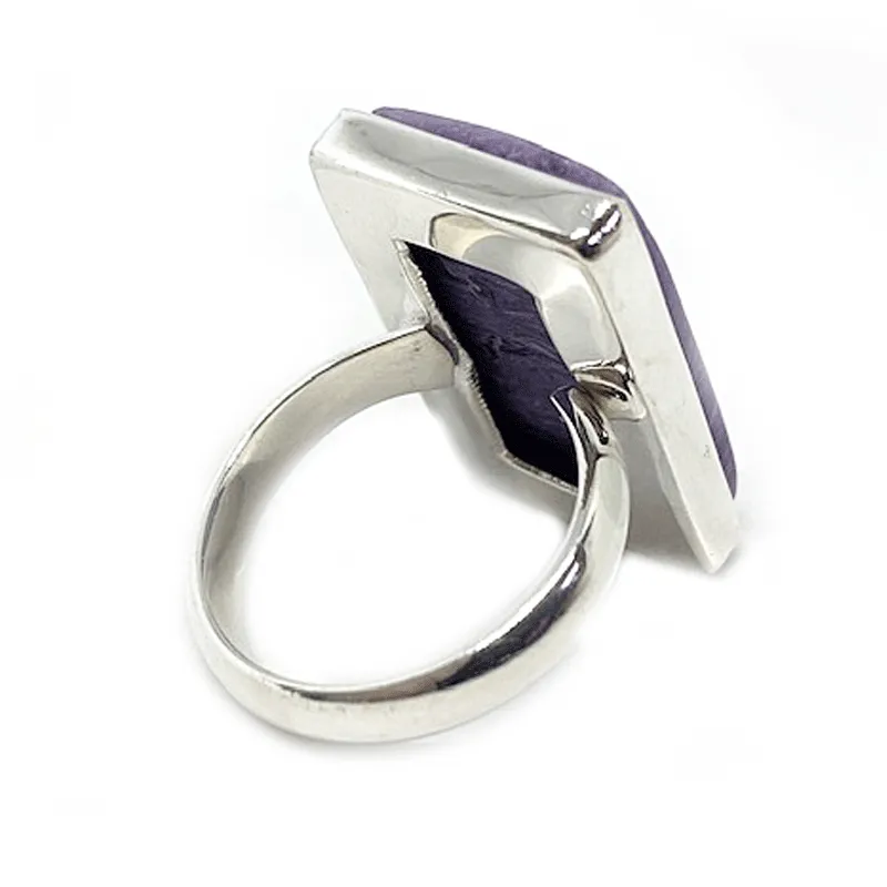 Charoite Silver Rectangle Gemstone Ring