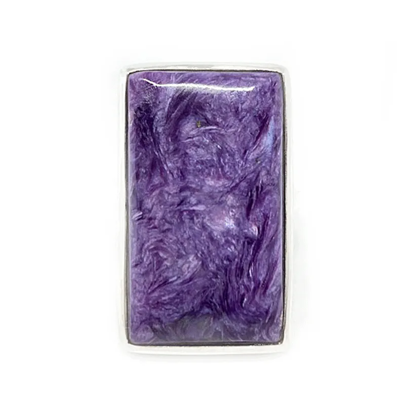 Charoite Silver Rectangle Gemstone Ring