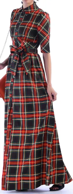 Checked Maxi Shirt Dress