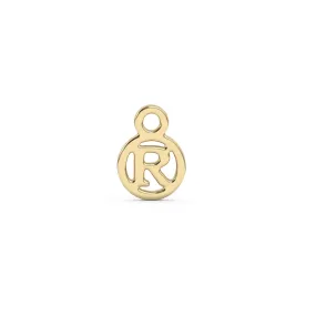 Circle Initial Charm - R | 10k Yellow Gold