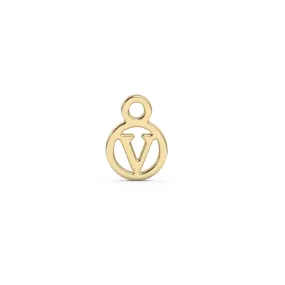 Circle Initial Charm - V | 10k Yellow Gold