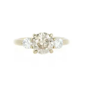 Classic 2.06ct Champagne and white diamond three-stone ring in 14k Yellow Gold