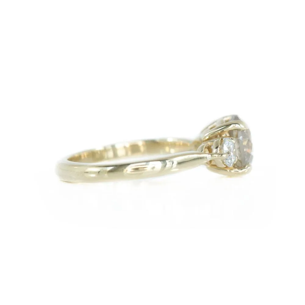 Classic 2.06ct Champagne and white diamond three-stone ring in 14k Yellow Gold