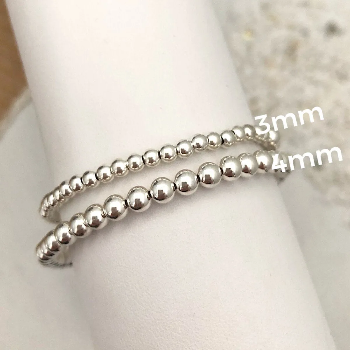 Classic 3mm Sterling Silver Bead Bracelet