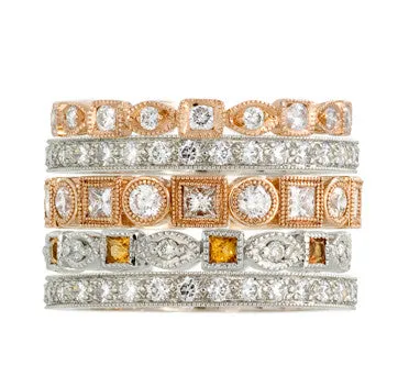 Coast Diamond White And Pink Gold Stackable Diamond Bands