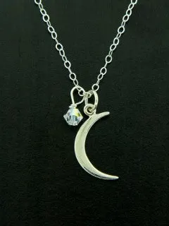 Crescent Moon and Crystal Necklace