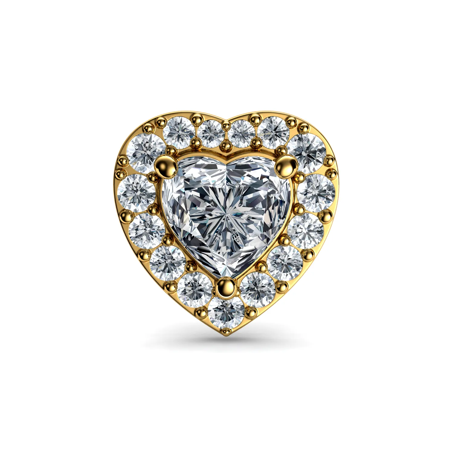 DEPHINI 14k Gold Heart Earrings -  Ear Studs CZ Crystals - Luxury box