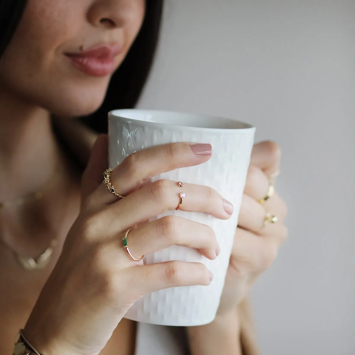 Double Sapphire Open Cuff Ring