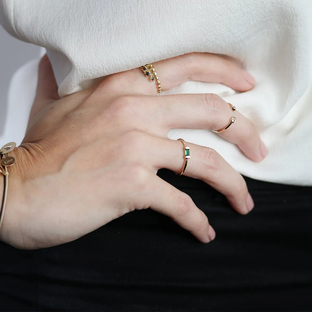 Double Sapphire Open Cuff Ring