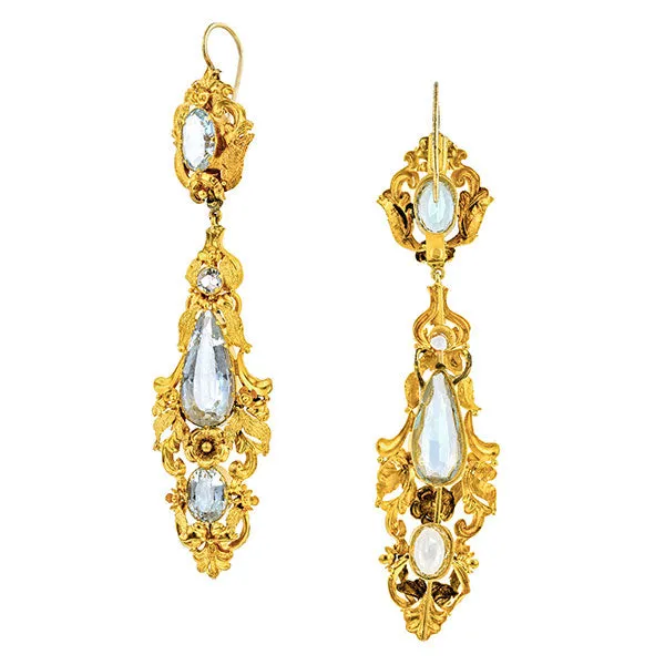 Early Victorian Aquamarine Drop Earrings