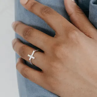 East West Diamond Cross Ring