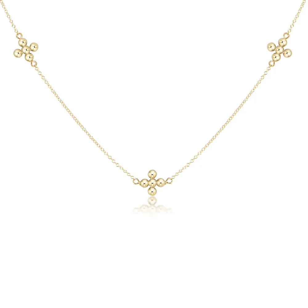 ENewton 15" Simplicity Chain Classic Gold Beaded Cross Choker