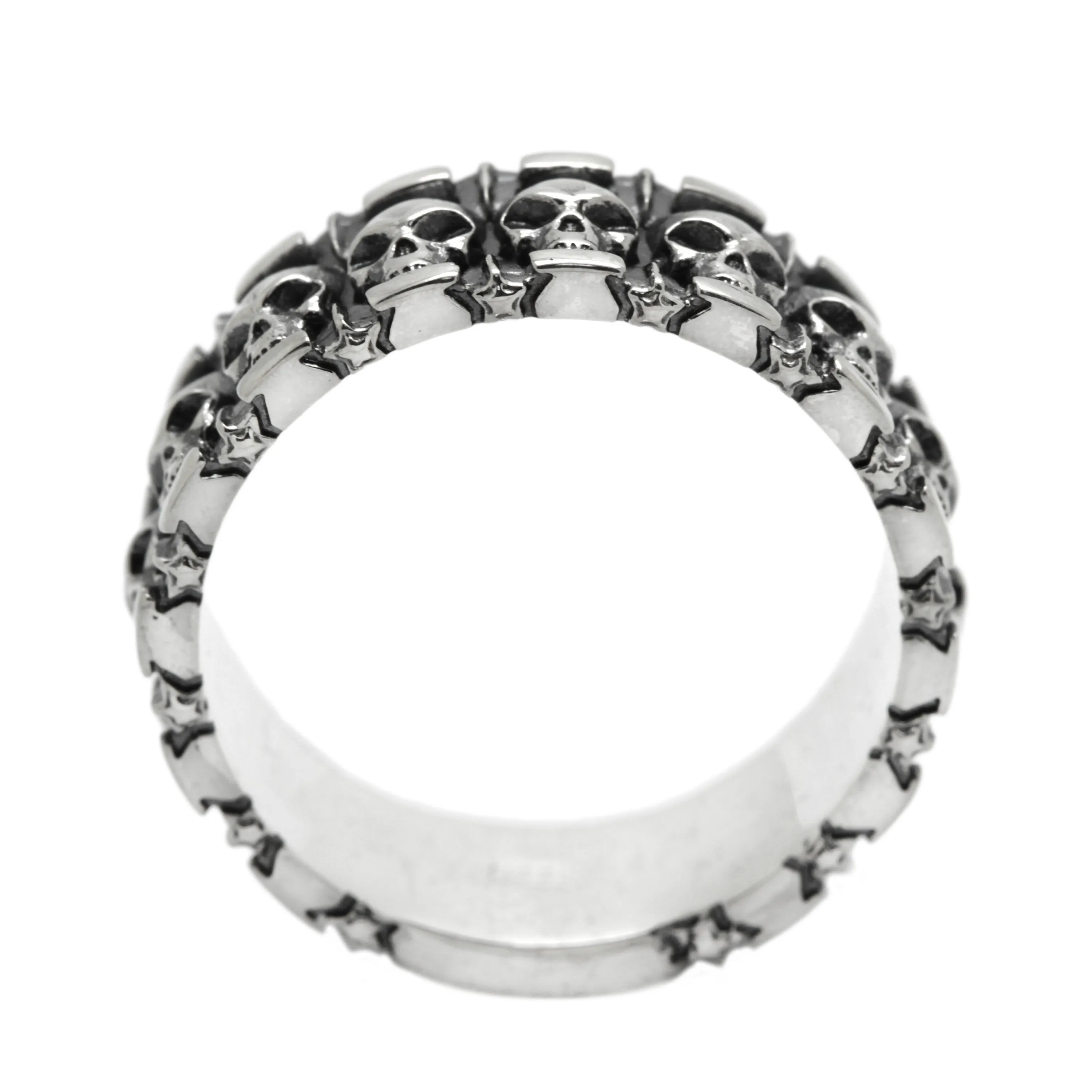 Engagement Skulls and Stars Unisex Ring Sterling Silver 925