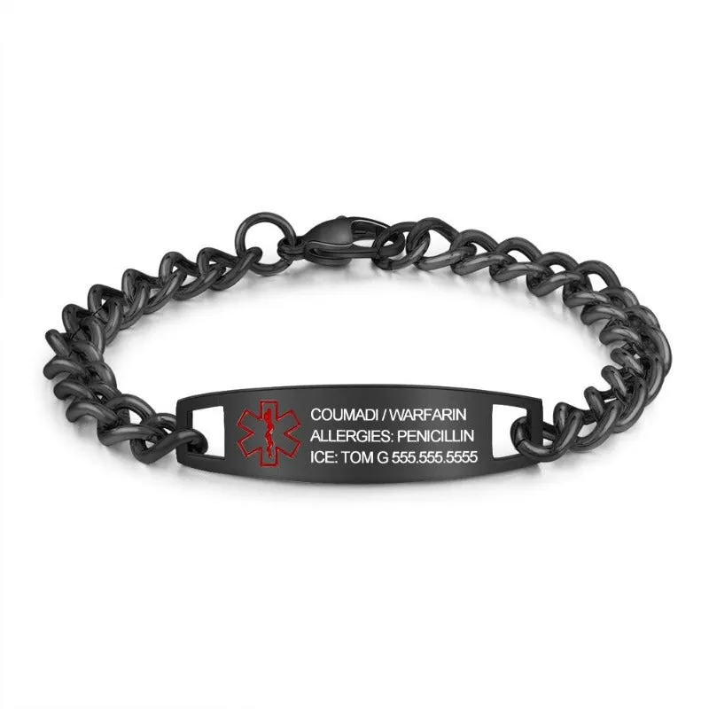 Engraved Medical Bracelets For Men