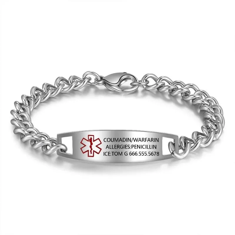 Engraved Medical Bracelets For Men