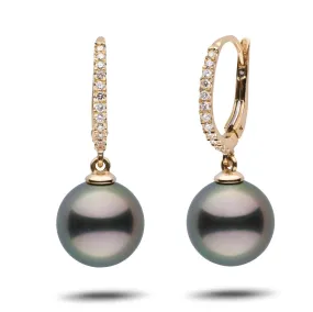 Eternal Collection Tahitian 11.0-12.0 mm Pearl & Diamond Dangle Earrings