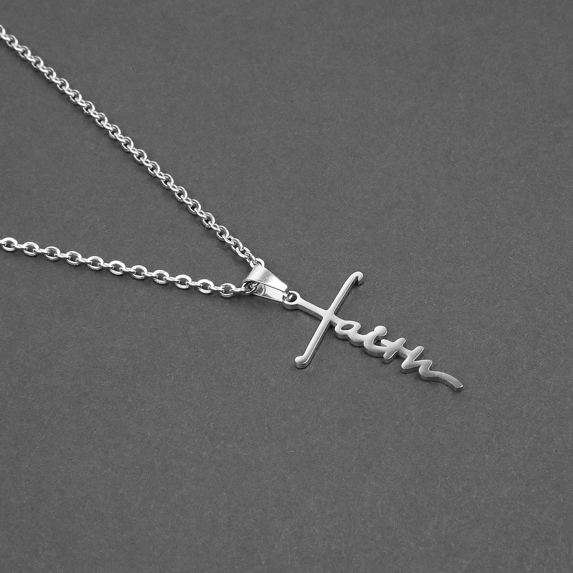 Faith Cross Necklace - Silver