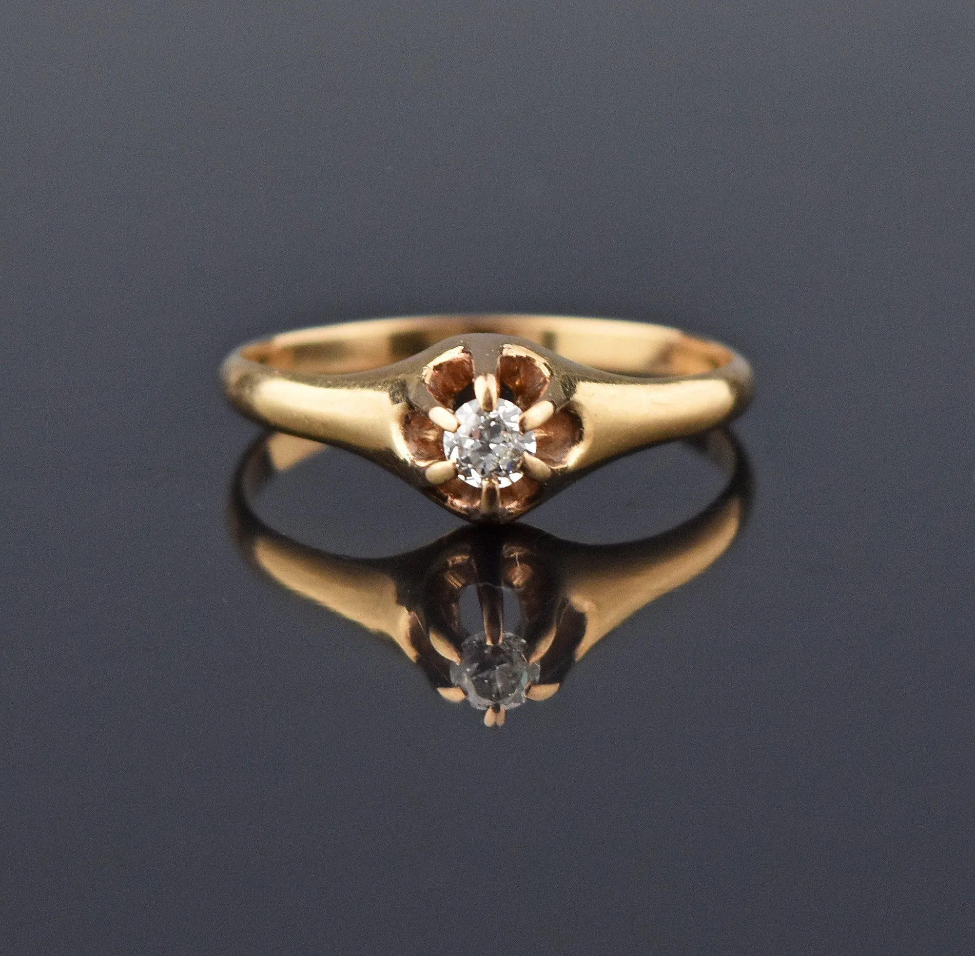 Fine Antique 14K Gold Belcher Diamond Ring