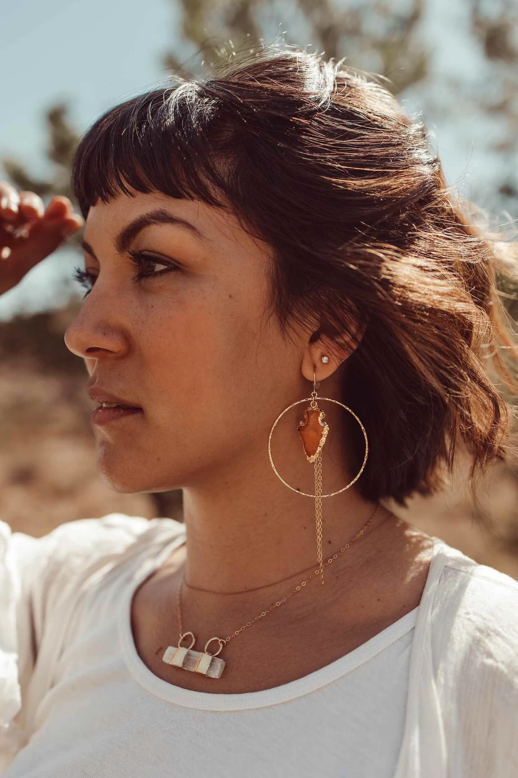 Girl On Fire Carnelian Gold Hoops