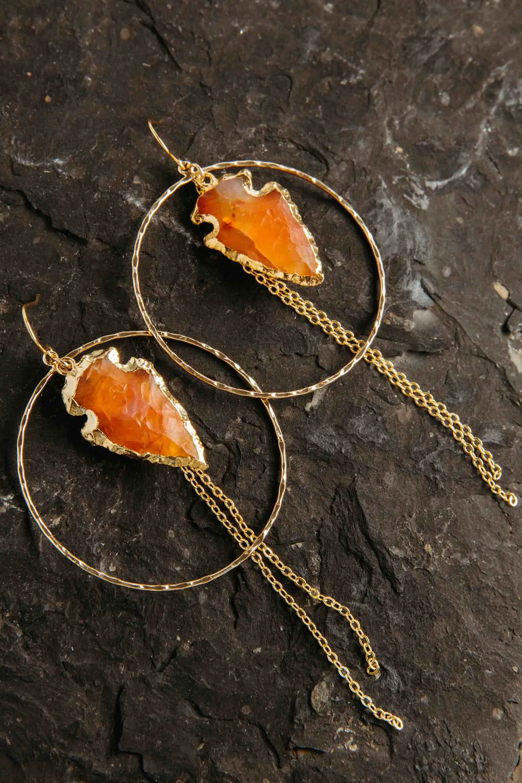 Girl On Fire Carnelian Gold Hoops