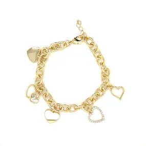 Gold Heart Charm Bracelet