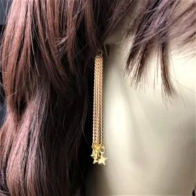 Gold Star Long Chain Dangle Earrings