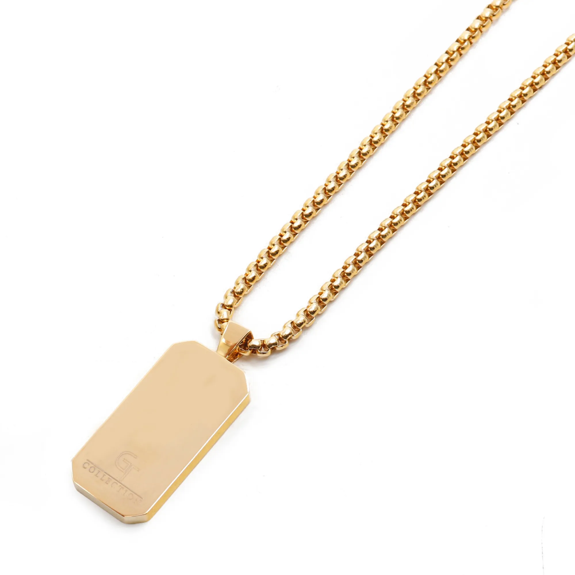 Golden Necklace with Rectangle Lapis Lazuli Pendant