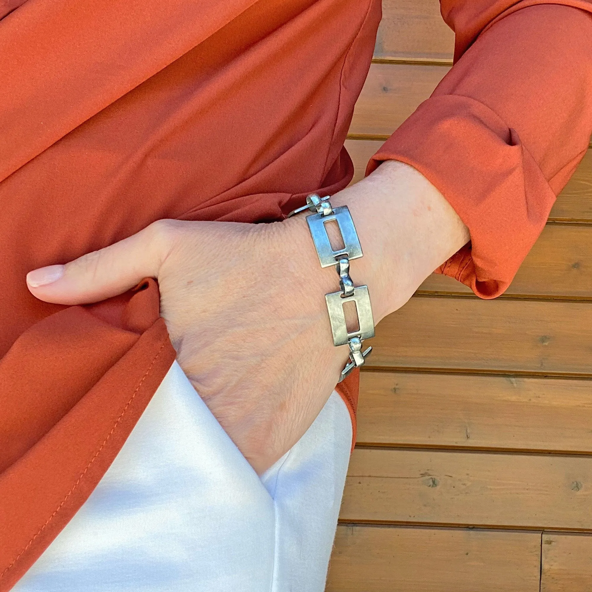 GOODWIN oxidized silver link bracelet