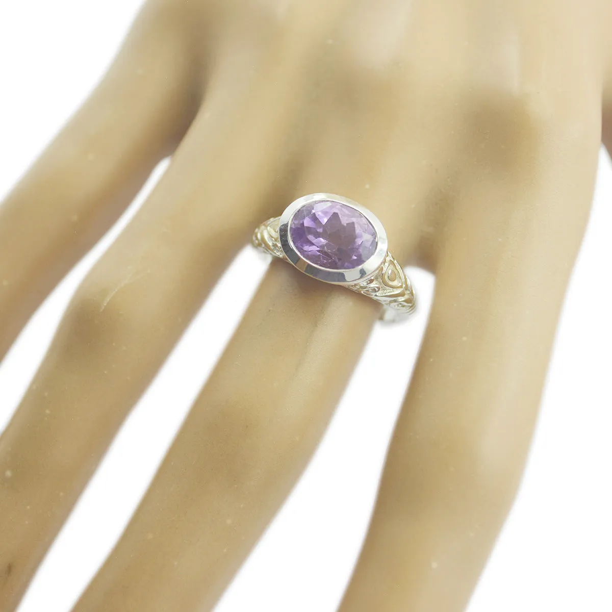 Gorgeous Gemstone Amethyst 925 Sterling Silver Ring Angel Wing Jewelry