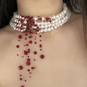 Gothic Pearl Necklace Choker: A Unique Halloween Gift for Women & Girls!