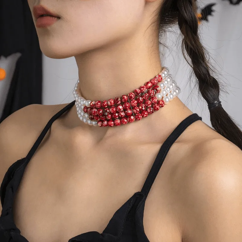 Gothic Pearl Necklace Choker: A Unique Halloween Gift for Women & Girls!