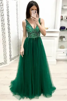 Green Prom Dresses Long, Formal Dress, Evening Dress, Pageant Dance Dresses, School Party Gown, PC0737