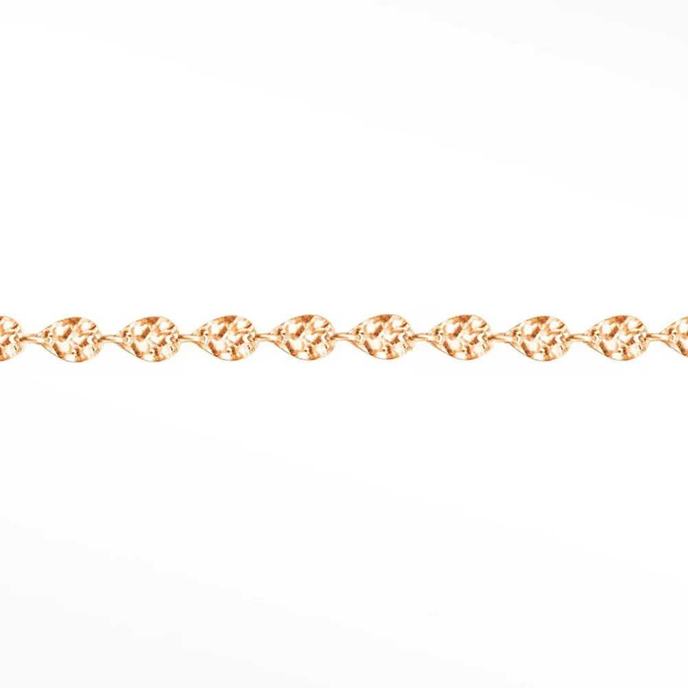 Hammer Drop Dainty 4.5mm 14k Rose Gold Chain Designer Line for Permanent Jewelry Sold by the inch